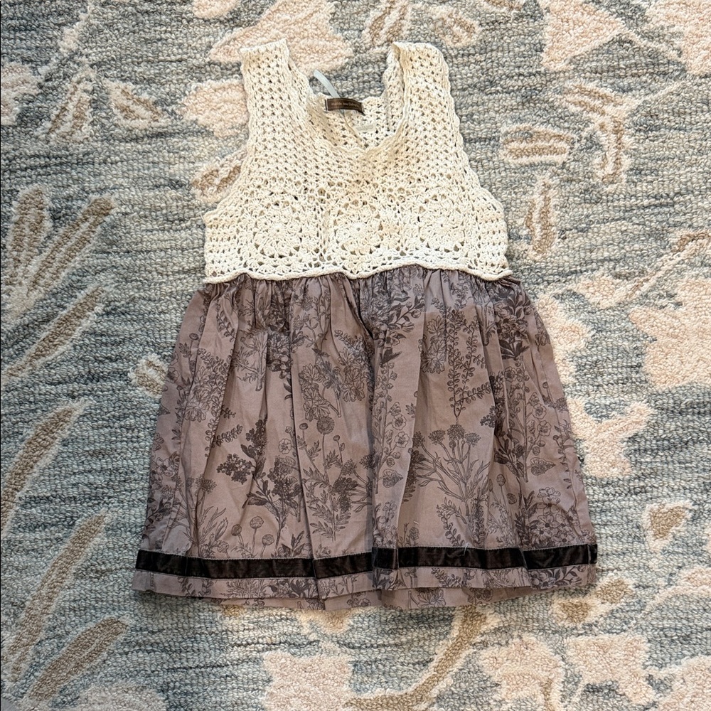 Matilda Jane Cream and Brown Floral Kids Dress